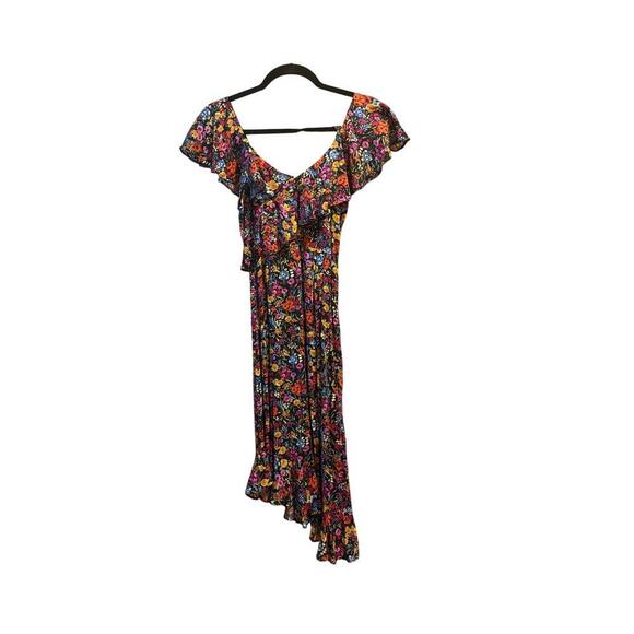 Lost + Wander Sleeveless Flora Garden Asymmetric Hem Ruffled Midi Dress XS - Picture 8 of 11